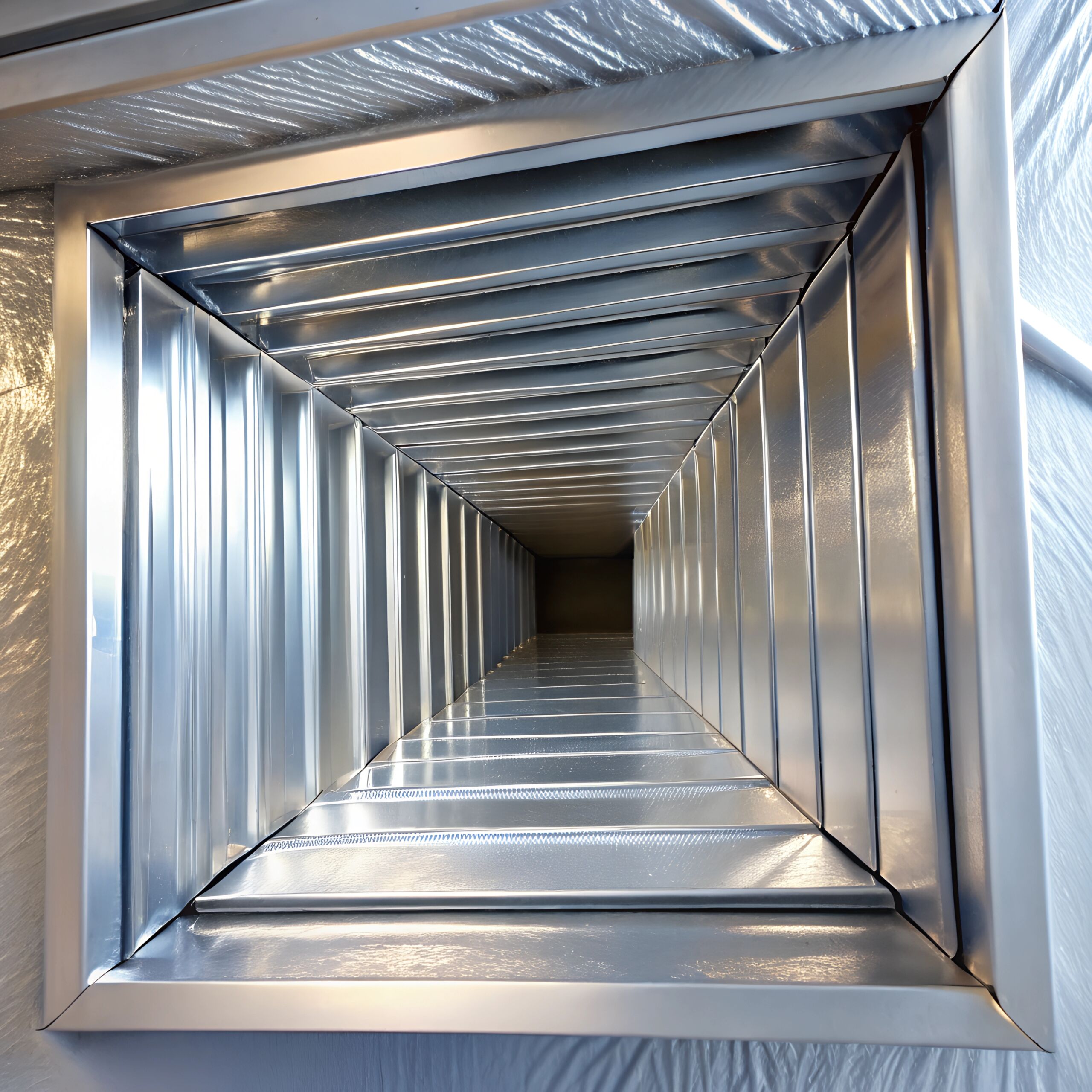 Bespoke duct work fabricated for a commercial ventilation installation.